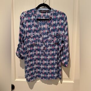 Liza Byrd deep V button down blouse